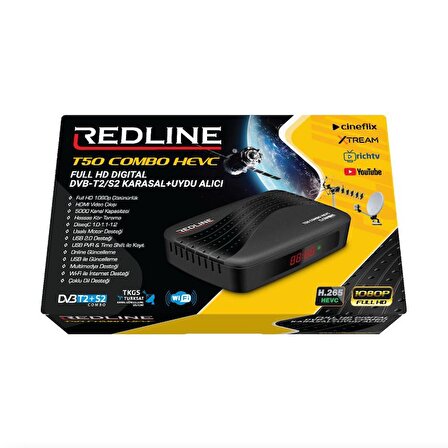 Redline T50 Hevc Hd Cable Dvb T2/C Karasal Alıcısı