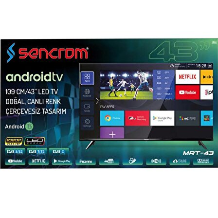 Sencrom 43inc 109 Ekran Android 13 Çerçevesiz TV