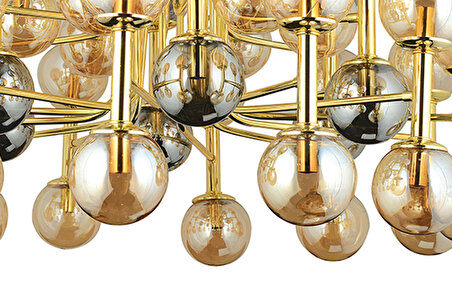 LampaLuce Grande Modern Tasarım Yüksek Tavan Sarkıt Avizesi Altın 48'li 120x180cm