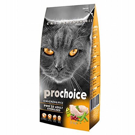 Prochoice Kısırlaştırılmış Tavuklu Pirinçli Yetişkin Kedi Maması 15 Kg