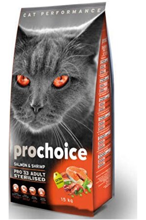 ProChoice Pro 33 Sterilised Somon Karides Kısır Kedi Mama 15 Kg