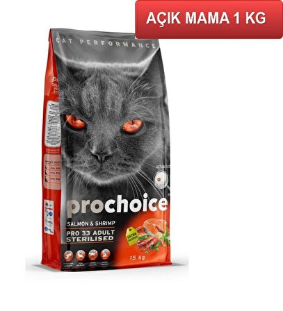 ProChoice Pro 33 Sterilised Somon Karides Kısır Kedi Maması 1 Kg AÇIK