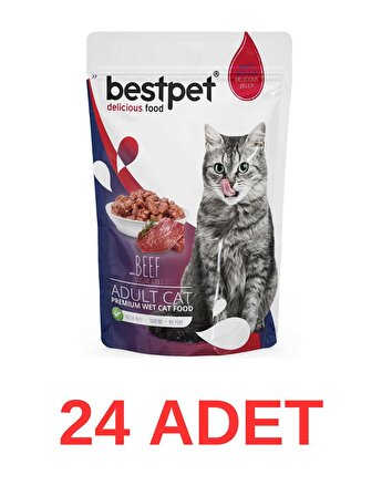 BestPet Jelly Pouch Sığır Etli Yetişkin Kedi Konservesi 85 Gr 24 Adet