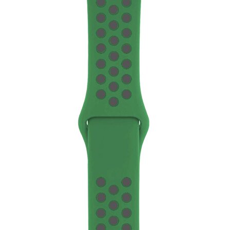 Apple Watch Uyumlu 38-40 mm Silikon Kayış - Koyu Yeşil / Gri 