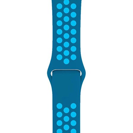 Apple Watch Uyumlu 42-44mm Silikon Kayış - Mavi/Açık Mavi 