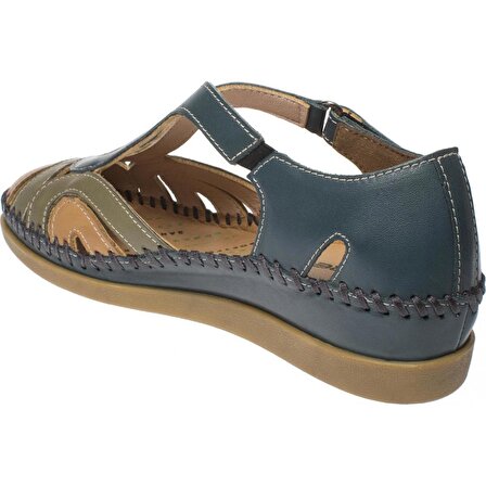 Forelli SALLY 22521-G Blue Jean Kadın Yazlık Deri Comfort Sandalet