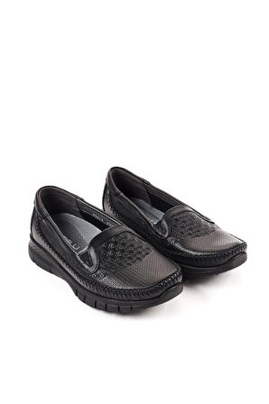 Forelli 29413-G Comfort Kadın Deri Ayakkabı Siyah