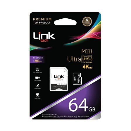 Linktech M111 Premium Micro SD Ultra XC 64GB Hafıza Kartı
