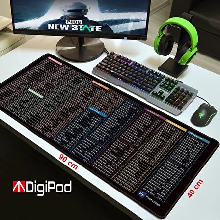 Digipod Gaming Mousepad Oyuncu Mouse pad 90X40 XXL Büyük Oyuncu Mouse Pad Kaymaz Taban  4mm Kalınlık