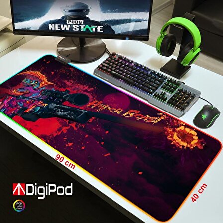 Digipod RGB Gaming Mousepad Oyuncu Mouse pad 90X40 XXL Büyük Oyuncu Mouse Pad Kaymaz Taban 4mm