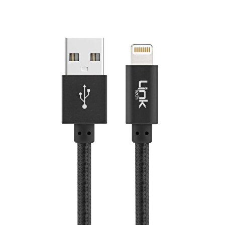 LinkTech K544 Safe Lightning USB Örgü Metal Data/Şarj Kablosu 30cm