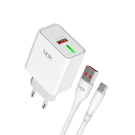 LinkTech C248 22.5W PD/QC USB - Type-C Kablolu Şarj Aleti Set Beyaz