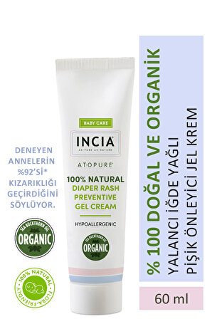 INCIA %100 Doğal Pişik Önleyici Jel Krem Organik Yalancı İğde Bakım Kremi Bitkisel 60 ml