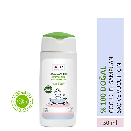 INCIA Organik Sertifikalı ve %100 Doğal Çocuk Jel Şampuan 50 ml