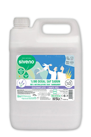 Siveno %100 Doğal Sıvı Kastil Sabun Lavanta Yağlı Cildi Rahatlatıcı Arındırıcı Bitkisel Vegan 5000 ml