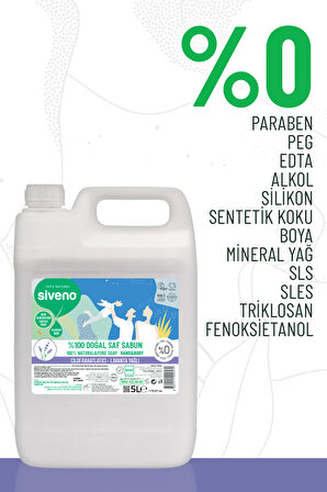 Siveno %100 Doğal Sıvı Kastil Sabun Lavanta Yağlı Cildi Rahatlatıcı Arındırıcı Bitkisel Vegan 5000 ml