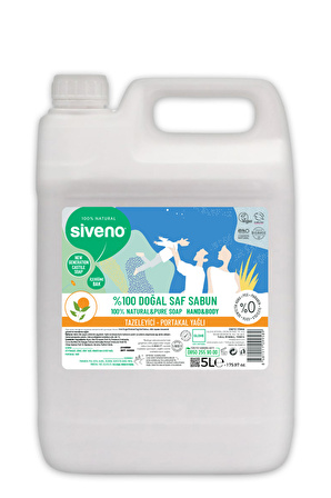 Siveno %100 Doğal Sıvı Kastil Sabun Portakal Yağlı Tazeleyici Arındırıcı Bitkisel Vegan 5000 ml