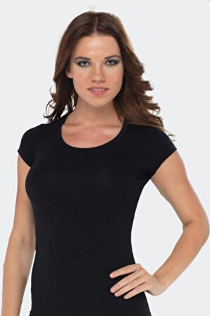 Malabadi 1035 Kadın Modal Kısa Kol Açık Yaka T-shirt & Body