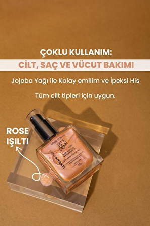 Işıltılı Yağ Rose 50 ml Bitkisel Skualan İçerikli Çok Amaçlı Nemlendirici