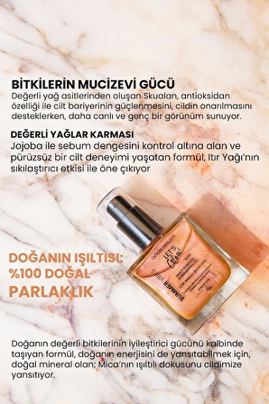 Işıltılı Yağ Rose 50 ml Bitkisel Skualan İçerikli Çok Amaçlı Nemlendirici