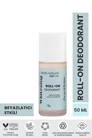 Doğal Roll On Beyazlatıcı Ter Kokusu Önleyici Koltuk Altı Deodorant %100 Doğal ve Vegan 50 ml