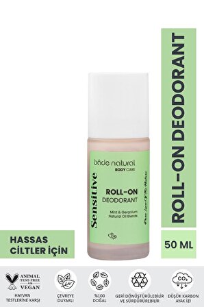 Doğal Roll On Hassas Ciltler İçin Ter Kokusu Önleyici Koltuk Altı Deodorant %100 Doğal ve Vegan 50 ml