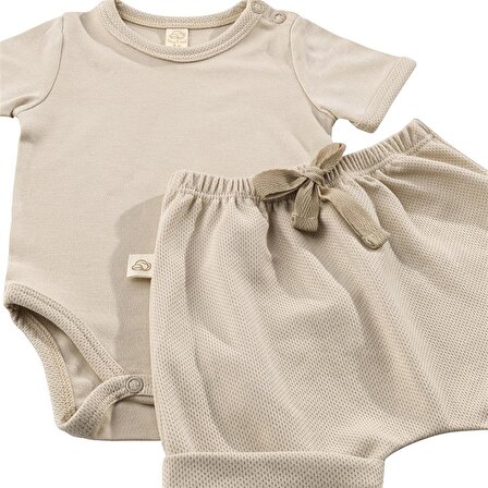 ELATİON FILBERT Şortlu Bodysuit Takım - 2 Parça | Yazlık Bebek Kıyafeti Şort ve Kısa Kollu Bodysuit