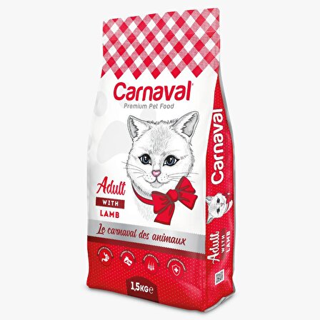 Carnaval Premium Yetişkin Kedi Maması Kuzu Etli 1.5 Kg