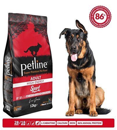 Petline Super Premium Yetişkin Köpek Yüksek Enerji Kuzu Etli 12 kg (Sport)