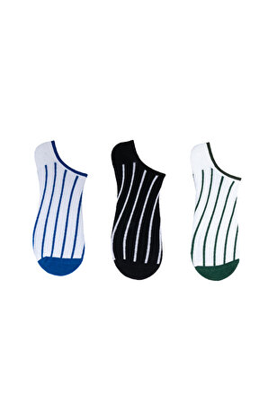 The Socks 3 Çift Desenli Erkek Görünmez Çorap (150P) Renkli Erkek Çorap