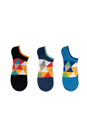 The Socks 3 Çift Desenli Erkek Görünmez Çorap (154P) Renkli Erkek Çorap