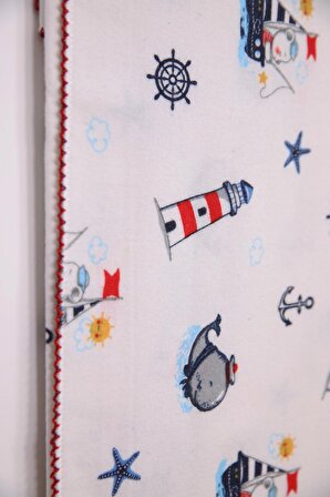 Babyhola Pamuklu Denizci Desenli 80x90 cm Bebek Battaniyesi Çok Renkli