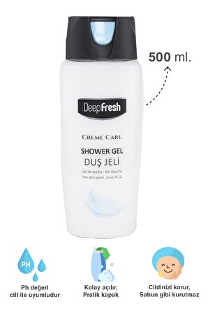 Deep Fresh Cream Care Tüm Ciltler İçin Kalıcı Kokulu Duş Jeli 500 ml