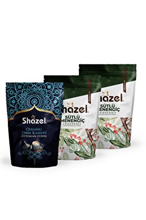 Shazel Sade Dibek Kahvesi & Sütlü Menengiç Kahvesi 200 gr 3'lü Paket 