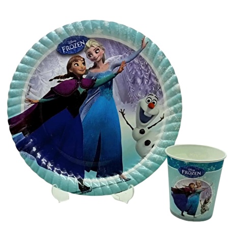 Frozen (Karlar Ülkesi) Temalı Karton Tabak Bardak Seti - 8 Kişilik