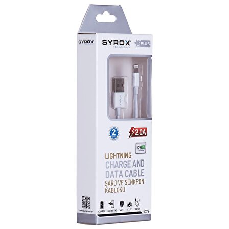 Syrox 2.0A İphone  Şarj & Data Kablo C72