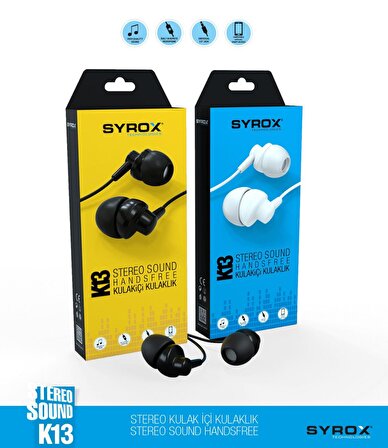 Syrox K13 Mikrofonlu Stereo Kablolu Kulakiçi Kulaklık