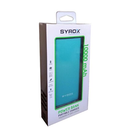 Syrox Powerbank Şarj Cihazı 10000mAh PB117 - Turkuaz