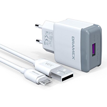 Dramex D30m Micro USB Hızlı Şarj Aleti Beyaz