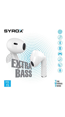 Syrox MX15 TWS Bluetooth Kulaklık BT 5.3