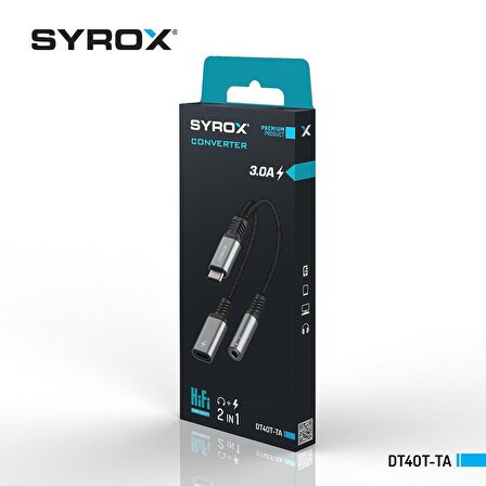 Syrox DT40T-TA Type 3.0 Type-C /Type-C / Type- C Dönüştürücü Kulaklık Şarj Dönüştürücü Hasir Kablolu