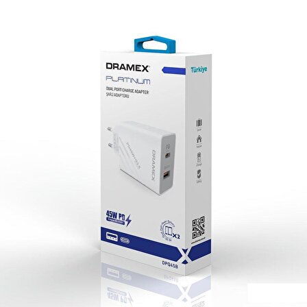Dramex Dpq45b USB 45 Watt Hızlı Şarj Aleti Beyaz