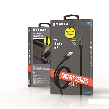 Syrox C135AT 3.0A Hasir Type-C Hızlı Şarj & Data Kablosu