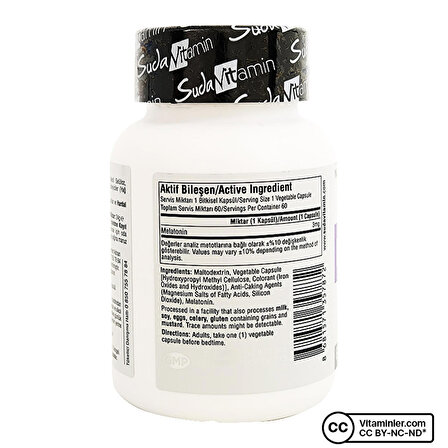 Suda Vitamin Melatonin 3 Mg 60 Kapsül - AROMASIZ