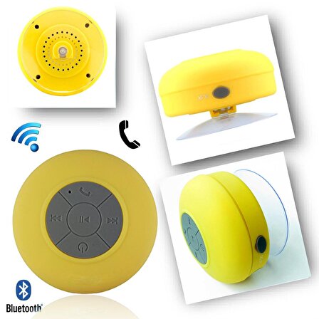 Su Geçirmez Mini Bluetooth Duş Hoparlörü (Sarı)