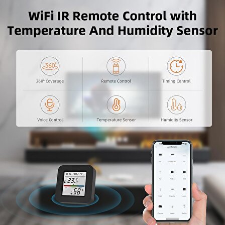 Tuya Smart Wifi Infrared Sıcaklık ve Nem Kontrol Sensörü Amazon Alexa Google Home Uyumlu