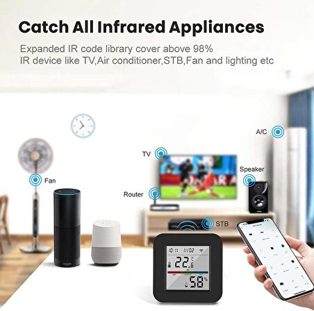 Tuya Smart Wifi Infrared Sıcaklık ve Nem Kontrol Sensörü Amazon Alexa Google Home Uyumlu