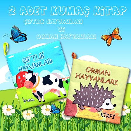 2 Kitap Tox Çiftlik Hayvanları ve Orman Hayvanlar Kumaş Sessiz Kitap T134/T55 - Bez Kitap , Eğitici Oyuncak , Yumuşak ve Hışırtılı