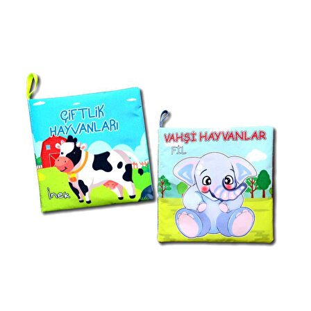 2 Kitap Tox Çiftlik Hayvanlar ve Vahşi Hayvanlar Kumaş Sessiz Kitap T134/T111 - Bez Kitap , Eğitici Oyuncak , Yumuşak ve Hışırtılı