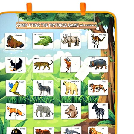 Tox İngilizce Parça-Bütün Vahşi Hayvanlar Eşleştirme Keçe Cırtlı Duvar Panosu , Eğitici Oyuncak